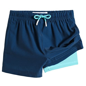 maamgic Boys Swim Trunks with Compression Liner Quick Dry Stylish 2 in 1 Beach Shorts