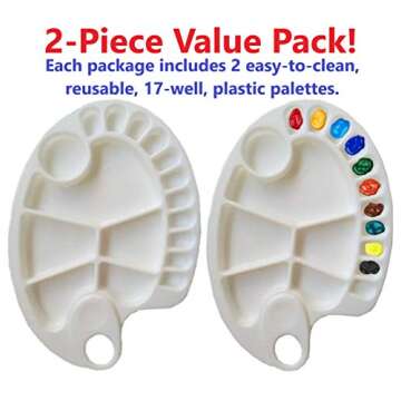 HEP Lifestyle Paint Palette | 2 Pcs | Premium Artist Palette | Paint Tray | Watercolor Palette | Acrylic Mixing Painting Palette | White Plastic Paint Pallet | Professional Painting Supplies