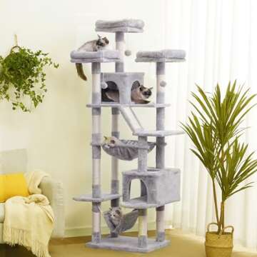 Heybly Cat Tree, 73 inches Tall Cat Tower for Large Cats 20 lbs Heavy Duty for Indoor Cats,Big Cat F...