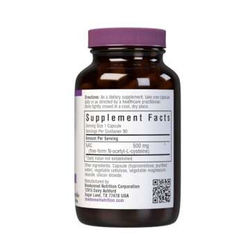 Bluebonnnet NAC 500 mg Vitamin Capsules, 90 Count