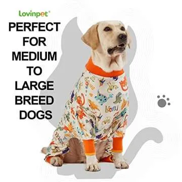 LovinPet Large Dog Onesie, Anti Licking & Post Surgery Recovery Pajamas, Lightweight Stretch Jersey ...