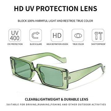 Dollger Retro Rectangle Sunglasses UV Protection Unisex Shades