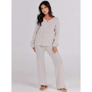 Stylish ANRABESS Women 2 Piece Sweater Lounge Set