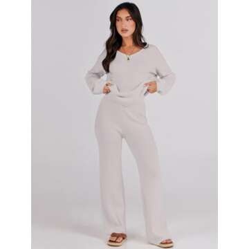 Stylish ANRABESS Women 2 Piece Sweater Lounge Set