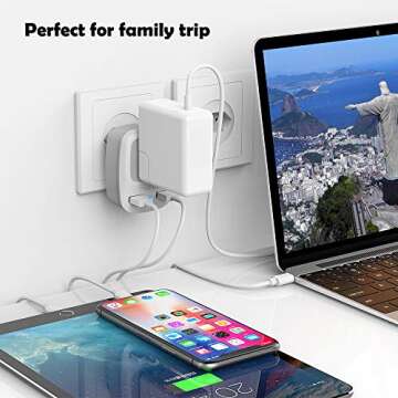 TESSAN Brazil Power Adapter Travel Plug, 3 in 1 USA Outlet Adapter with 2 USB Charging Ports and US Grounded Input Type N