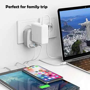 TESSAN Brazil Power Adapter Travel Plug, 3 in 1 USA Outlet Adapter with 2 USB Charging Ports and US Grounded Input Type N