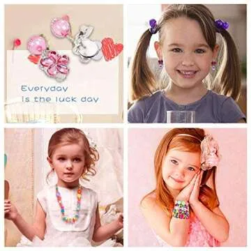 ANDYKEN Bead Kits for Jewelry Making - Craft Beads for Kids Girls Jewelry Making Kits Colorful Acrylic Girls Bead Set Jewelry Crafting Set (with Clip-on Earrings)