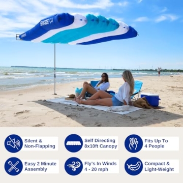 ShadeSock Wind-Inflating Silent Beach Shade 8x10ft