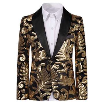 Boys Tuxedo Suit Shiny Fashion Dress 2 Pieces Blazer Pants Sequin Shawl Collar Gold