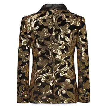 Boys Tuxedo Suit Shiny Fashion Dress 2 Pieces Blazer Pants Sequin Shawl Collar Gold