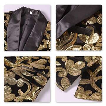 Boys Tuxedo Suit Shiny Fashion Dress 2 Pieces Blazer Pants Sequin Shawl Collar Gold