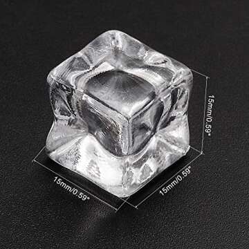 PATIKIL 15mm Fake Ice Cubes, 100 Pack Acrylic Square Reusable Decorative Display Ice Rock for Home W...