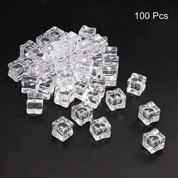 PATIKIL 15mm Fake Ice Cubes, 100 Pack Acrylic Square Reusable Decorative Display Ice Rock for Home Wedding Photography, Clear