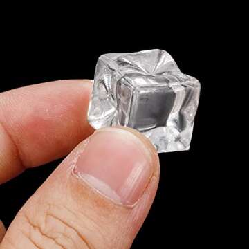 PATIKIL 15mm Fake Ice Cubes, 100 Pack Acrylic Square Reusable Decorative Display Ice Rock for Home Wedding Photography, Clear