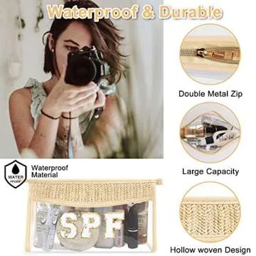 Iqimott Boho Patch Waterproof Clear Makeup Bag for Women