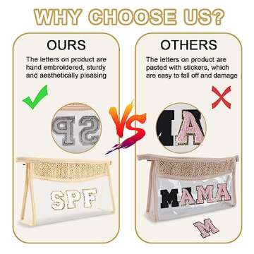 Iqimott Boho Patch Waterproof Clear Makeup Bag for Women