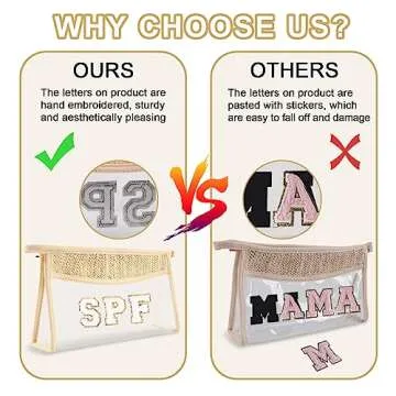 Iqimott Boho Patch Waterproof Clear Makeup Bag for Women