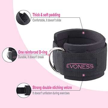 Ankle Straps for Cable Machines and Resistance Band Plus Carry Bag– Premium Fitness Ankle Straps Attachment for Weightlifting and Workout with Ankle Cuffs for Legs, Abs and Glute Exercises