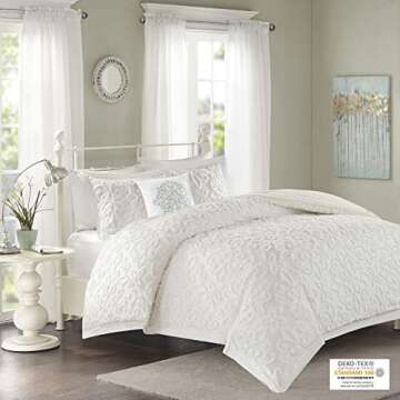 Madison Park Tufted Chenille Cotton Comforter, All Season Bedding Set, Matching Shams, Sabrina Shabb...