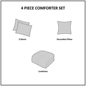 Madison Park Tufted Chenille Cotton Comforter, All Season Bedding Set, Matching Shams, Sabrina Shabby Chic, Medallion Off White Full/Queen(90"x90") 4 Piece