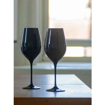 Voted Best Wine Gift 2024 by Food & Wine Magazine, Set of 4 European-Made Double Blind Black Wine Glasses, 16 Oz, 100% Lead-Free Crystal, Gift-Boxed