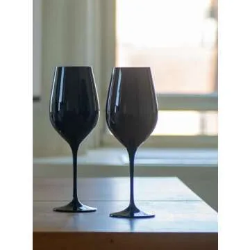 Voted Best Wine Gift 2024 by Food & Wine Magazine, Set of 4 European-Made Double Blind Black Wine Glasses, 16 Oz, 100% Lead-Free Crystal, Gift-Boxed