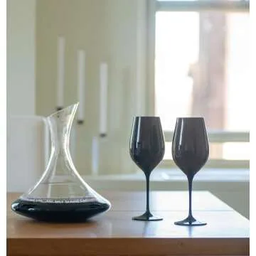 Voted Best Wine Gift 2024 by Food & Wine Magazine, Set of 4 European-Made Double Blind Black Wine Glasses, 16 Oz, 100% Lead-Free Crystal, Gift-Boxed