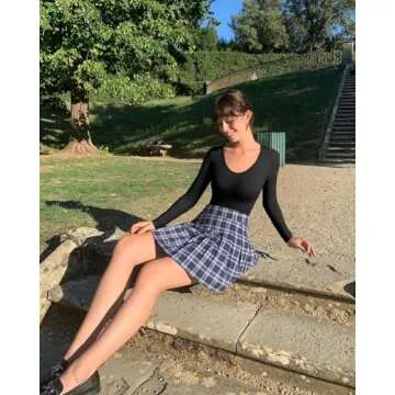 OQQ Women's 2 Piece Bodysuits Sexy Ribbed T Shirt One Piece Long Sleeve V Neck Leotard Black Beige