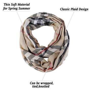 RUIYUXIN Lightweight Plaid Infinity Scarf - Chic Winter Accessory