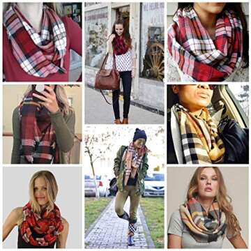 RUIYUXIN Lightweight Plaid Infinity Scarf - Chic Winter Accessory
