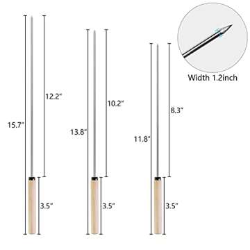 Kabob Skewer with Wood Handle, 32 Pcs Smores Skewers For Fire PitLarge Stainless Steel Brazilian-Style BBQ Skewers,BBQ Stick Needles Outdoor Outings Cooking Tools