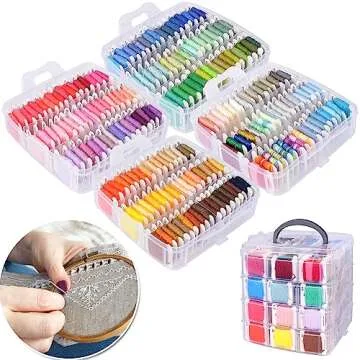 VICOVI Embroidery Thread Kit with 200 Colors & Tools