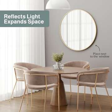 Barnyard Designs Round Metal Mirror, Bathroom Vanity Wall Mirrors, Circle Mirror for Desk, Metal Framed Bedroom Mirror (30"/Gold)