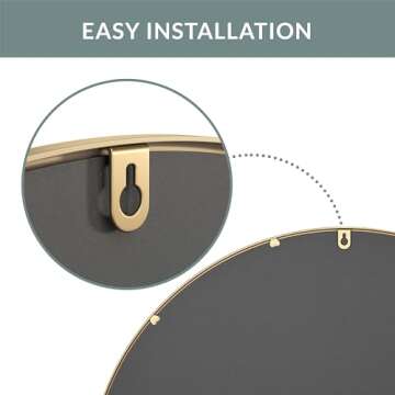 Barnyard Designs Round Metal Mirror, Bathroom Vanity Wall Mirrors, Circle Mirror for Desk, Metal Framed Bedroom Mirror (30"/Gold)