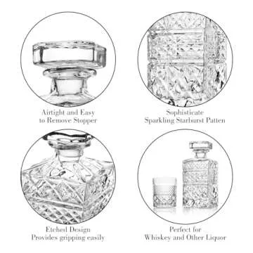 Elegant Whiskey Decanter 27 oz Premium Crystal Gift Set