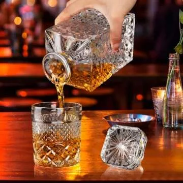 Elegant Whiskey Decanter 27 oz Premium Crystal Gift Set