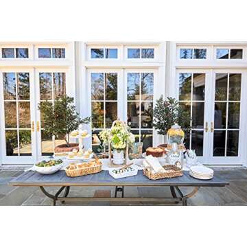 Mud Pie Beaded Serving Bowl, White, 5" x 12" dia