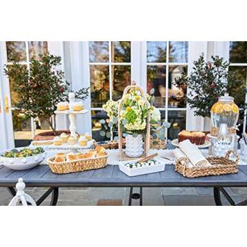 Mud Pie Beaded Serving Bowl, White, 5" x 12" dia