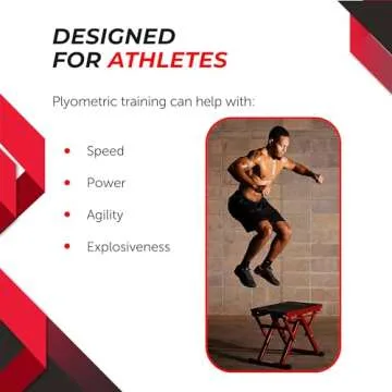 Stamina X 12" to 24" Adjustable Height Plyo Step Up Exercise Box For Home Workout with Access to Muuv, Non-Slip Surface and Workout Guide, Black/Red