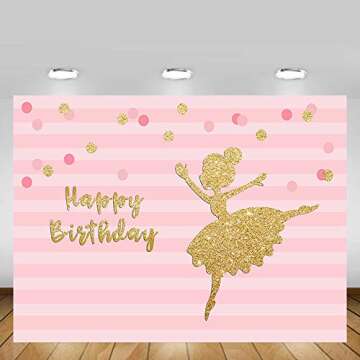 MEHOFOTO Birthday Photography Backdrop Pink Stripes
