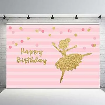 MEHOFOTO Birthday Photography Backdrop Pink Stripes