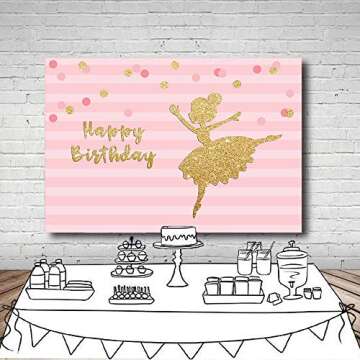 MEHOFOTO Birthday Photography Backdrop Pink Stripes