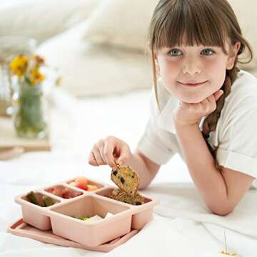 Austin Baby Co Leak-Proof Bento Lunch Box for Kids – Silicone Kids Lunch Container with 5 Leakproo...