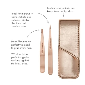 Tweezerman Rose Gold Petite Tweezer Set with Travel Case