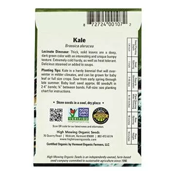 High Mowing Organic Lacinato Kale Seeds for Healthy Gardens