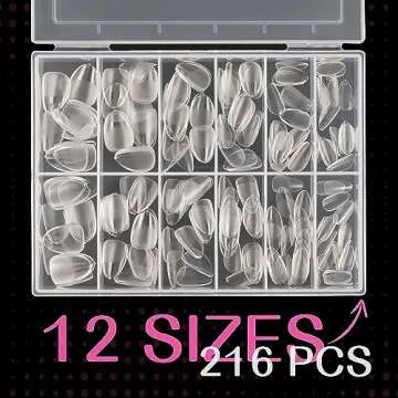 UNA GELLA Extra Short Almond Nail Tips Full Cover 216PCS Gel x Nail Tips Short Almond Shaped Nails Tips Soft Gelly Gel Clear Fake Nails Tip for Acrylic Nail Tip Soak Off Home DIY Salon Nails 12 Sizes