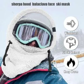 Sherpa Hood, Balaclava Ski Mask, Balaclava Wind-Resistant Winter Face Mask, Fleece Ski Mask for Men and Women (2pcs-5)