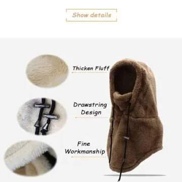 Sherpa Hood, Balaclava Ski Mask, Balaclava Wind-Resistant Winter Face Mask, Fleece Ski Mask for Men and Women (2pcs-5)