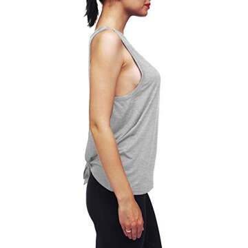 Mippo Women's Workout Yoga Shirts Backless Tank Work Out Tshirts Activewear Tops Running Tank Hiking Clothes Heather Gray M