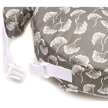 My Brest Friend Original Nursing Pillow Enhanced Ergonomics Essential Breastfeeding Pillow Support For Mom & Baby W/ Convenient Side Pocket, Double Straps & Slipcover, Grey Flowing Fans